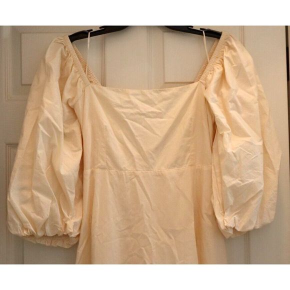L*Space BAHDR22 Women's Sz Large Cream Bahia Open Back Peasant Maxi Dress $187 - Picture 3 of 13